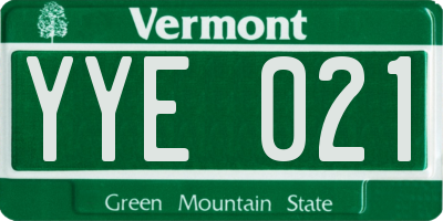 VT license plate YYE021