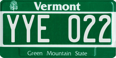 VT license plate YYE022