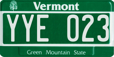VT license plate YYE023
