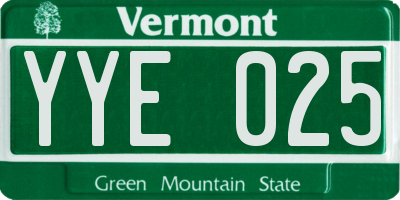VT license plate YYE025