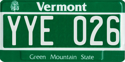 VT license plate YYE026