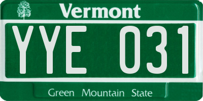VT license plate YYE031