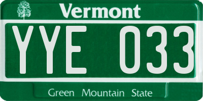 VT license plate YYE033