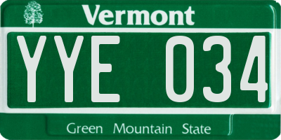VT license plate YYE034