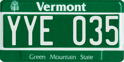 VT license plate YYE035