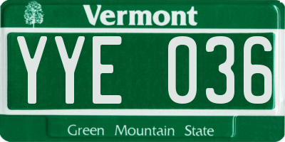 VT license plate YYE036