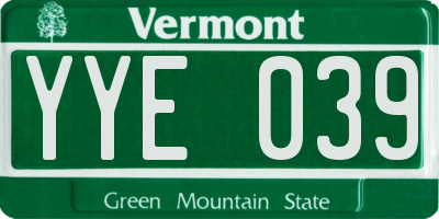 VT license plate YYE039