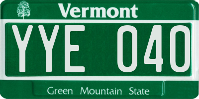 VT license plate YYE040
