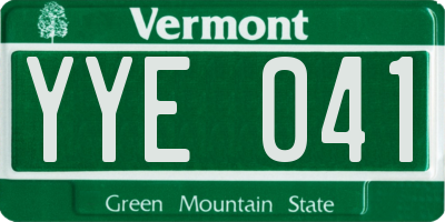 VT license plate YYE041