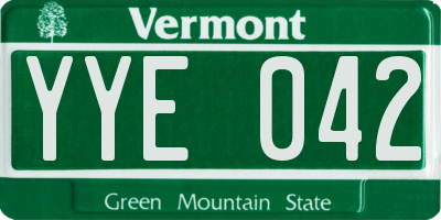 VT license plate YYE042