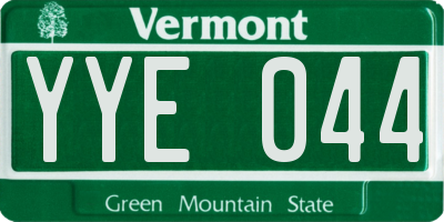 VT license plate YYE044