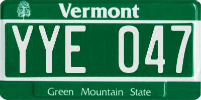 VT license plate YYE047