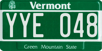 VT license plate YYE048