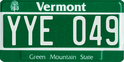 VT license plate YYE049