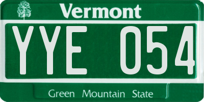 VT license plate YYE054