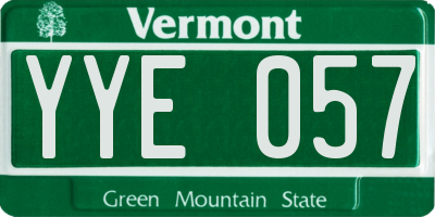 VT license plate YYE057