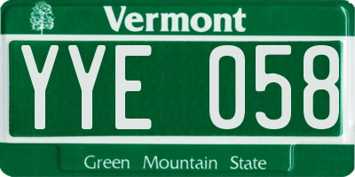 VT license plate YYE058