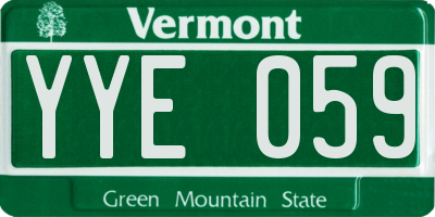 VT license plate YYE059
