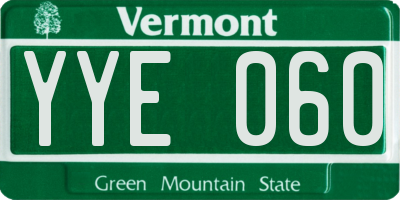 VT license plate YYE060