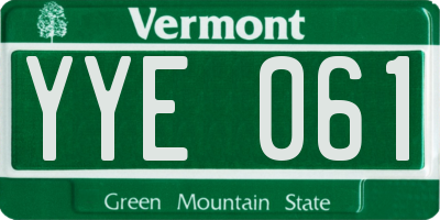 VT license plate YYE061