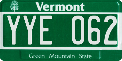 VT license plate YYE062