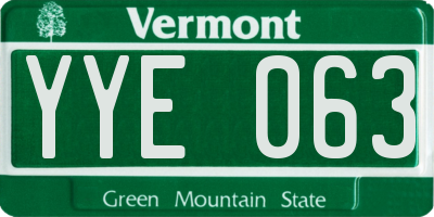 VT license plate YYE063