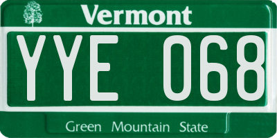 VT license plate YYE068