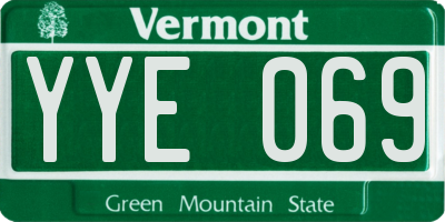 VT license plate YYE069