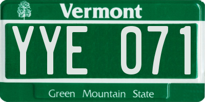 VT license plate YYE071