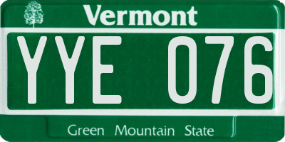 VT license plate YYE076