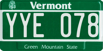 VT license plate YYE078