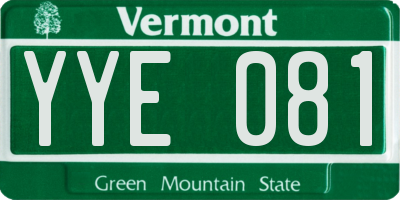 VT license plate YYE081