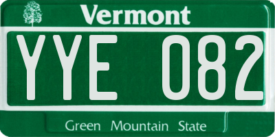 VT license plate YYE082