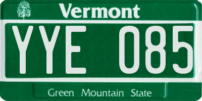 VT license plate YYE085