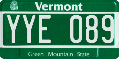 VT license plate YYE089