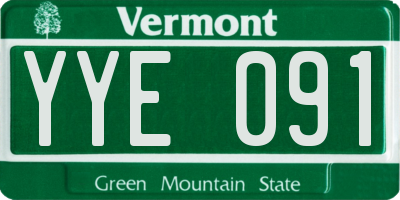VT license plate YYE091