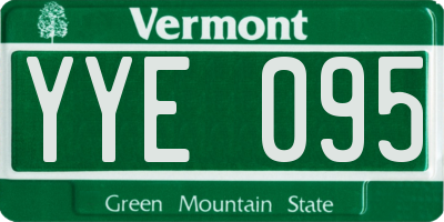 VT license plate YYE095