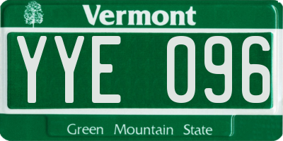 VT license plate YYE096