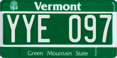 VT license plate YYE097