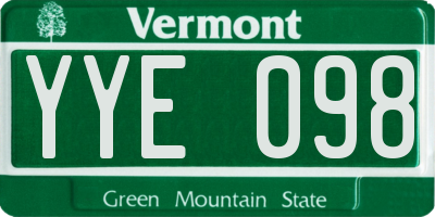 VT license plate YYE098