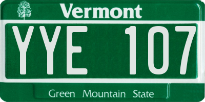 VT license plate YYE107
