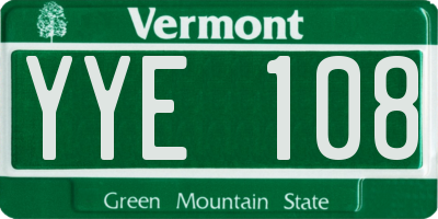 VT license plate YYE108