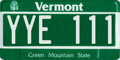 VT license plate YYE111