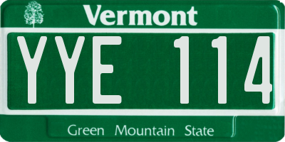 VT license plate YYE114