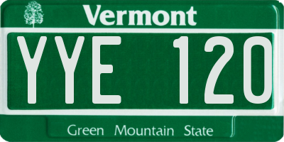 VT license plate YYE120