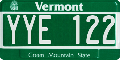 VT license plate YYE122