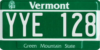 VT license plate YYE128