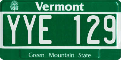 VT license plate YYE129