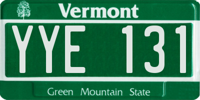 VT license plate YYE131