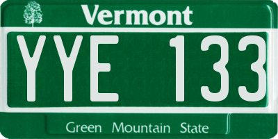 VT license plate YYE133